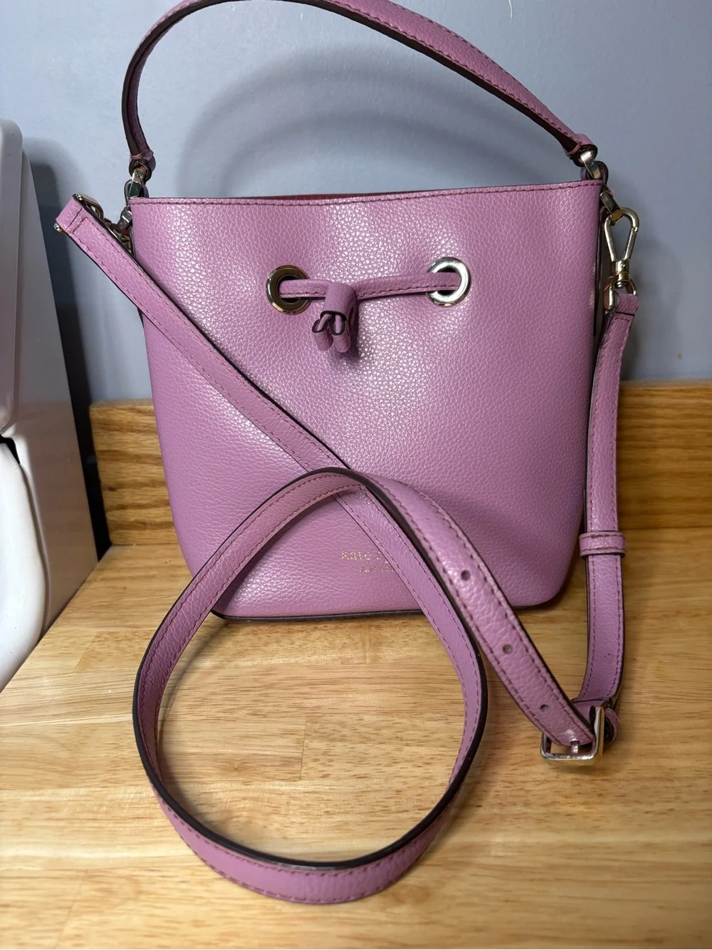 Kate Spade Mauve Pebbled Leather Bucket Bag